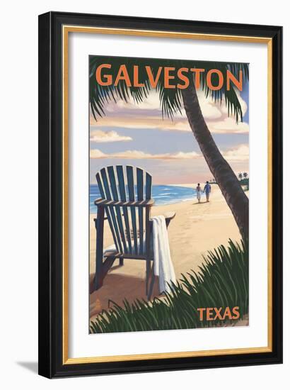Galveston, Texas - Adirondack Chairs and Sunset-Lantern Press-Framed Premium Giclee Print