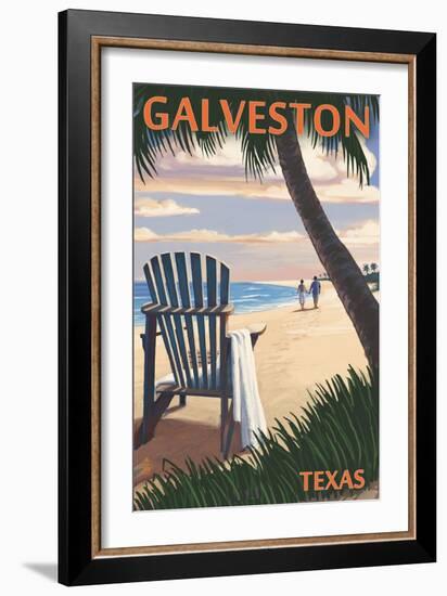 Galveston, Texas - Adirondack Chairs and Sunset-Lantern Press-Framed Art Print