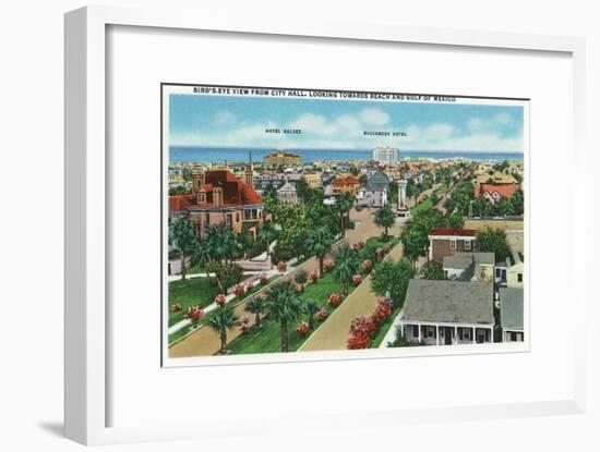 Galveston, Texas - Aerial View from City Hall Towards the Beach and Gulf of Mexico, c.1947-Lantern Press-Framed Art Print