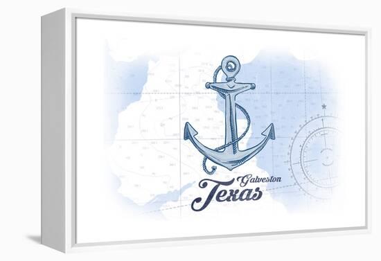 Galveston, Texas - Anchor - Blue - Coastal Icon-Lantern Press-Framed Stretched Canvas