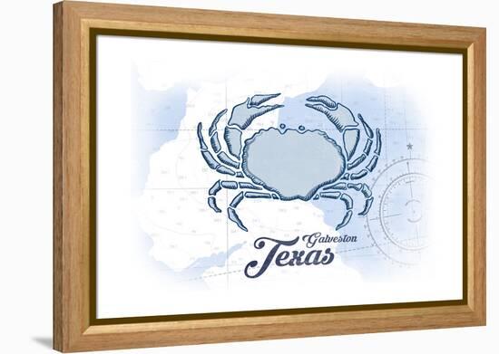 Galveston, Texas - Crab - Blue - Coastal Icon-Lantern Press-Framed Stretched Canvas