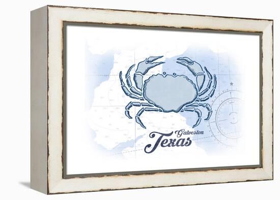 Galveston, Texas - Crab - Blue - Coastal Icon-Lantern Press-Framed Stretched Canvas