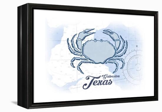 Galveston, Texas - Crab - Blue - Coastal Icon-Lantern Press-Framed Stretched Canvas