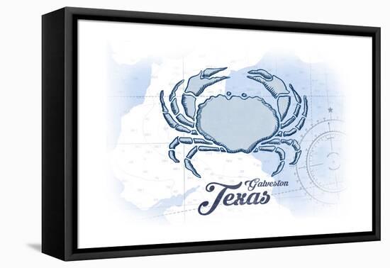 Galveston, Texas - Crab - Blue - Coastal Icon-Lantern Press-Framed Stretched Canvas