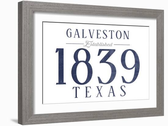 Galveston, Texas - Established Date (Blue)-Lantern Press-Framed Art Print