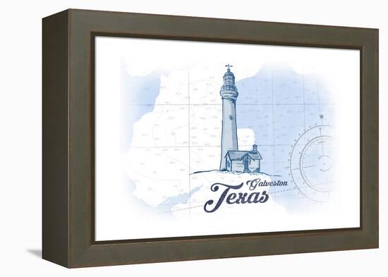 Galveston, Texas - Lighthouse - Blue - Coastal Icon-Lantern Press-Framed Stretched Canvas