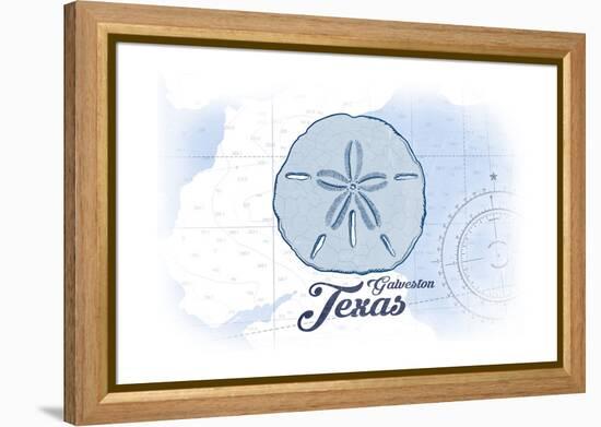 Galveston, Texas - Sand Dollar - Blue - Coastal Icon-Lantern Press-Framed Stretched Canvas