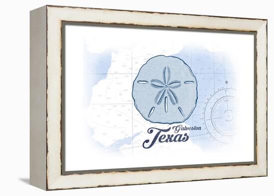 Galveston, Texas - Sand Dollar - Blue - Coastal Icon-Lantern Press-Framed Stretched Canvas