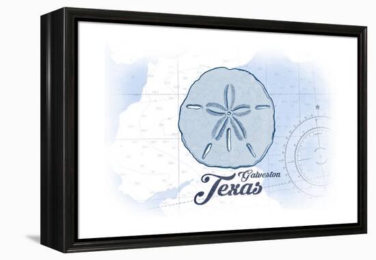 Galveston, Texas - Sand Dollar - Blue - Coastal Icon-Lantern Press-Framed Stretched Canvas