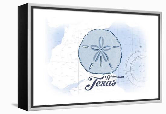 Galveston, Texas - Sand Dollar - Blue - Coastal Icon-Lantern Press-Framed Stretched Canvas