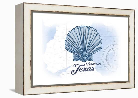 Galveston, Texas - Scallop Shell - Blue - Coastal Icon-Lantern Press-Framed Stretched Canvas