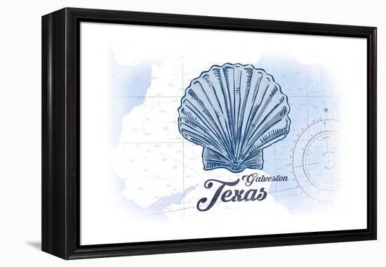 Galveston, Texas - Scallop Shell - Blue - Coastal Icon-Lantern Press-Framed Stretched Canvas