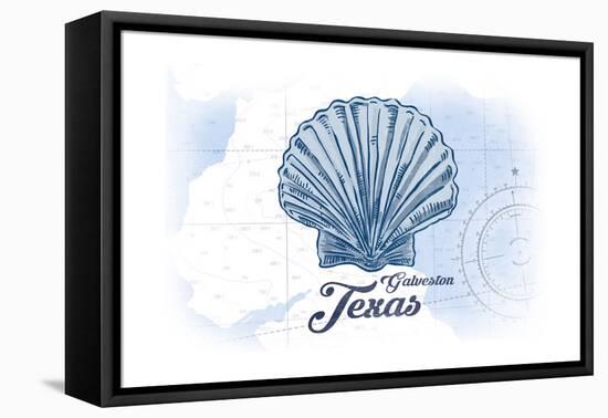 Galveston, Texas - Scallop Shell - Blue - Coastal Icon-Lantern Press-Framed Stretched Canvas