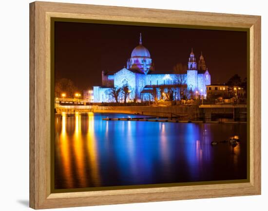 Galway Cathedral Lit Up Blue-rihardzz-Framed Premier Image Canvas