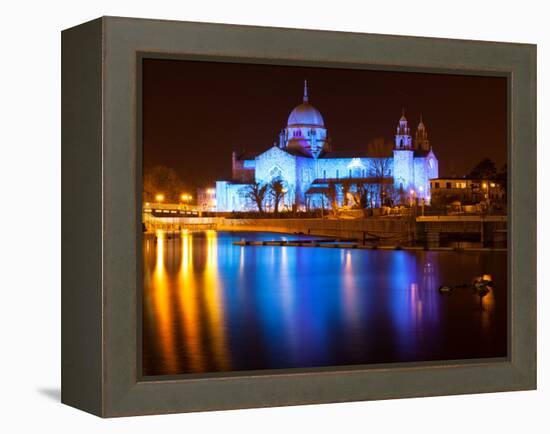 Galway Cathedral Lit Up Blue-rihardzz-Framed Premier Image Canvas