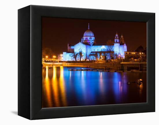 Galway Cathedral Lit Up Blue-rihardzz-Framed Premier Image Canvas