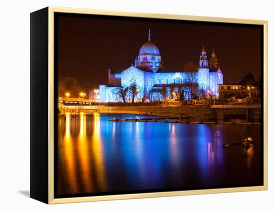 Galway Cathedral Lit Up Blue-rihardzz-Framed Premier Image Canvas