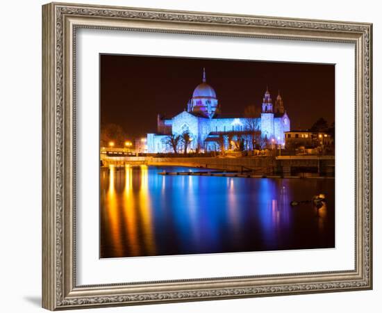 Galway Cathedral Lit Up Blue-rihardzz-Framed Photographic Print