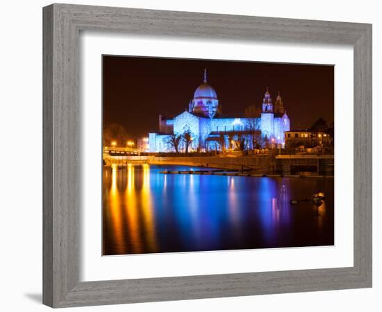 Galway Cathedral Lit Up Blue-rihardzz-Framed Photographic Print