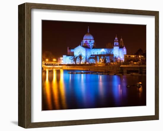 Galway Cathedral Lit Up Blue-rihardzz-Framed Photographic Print