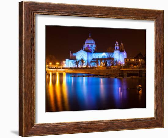 Galway Cathedral Lit Up Blue-rihardzz-Framed Photographic Print