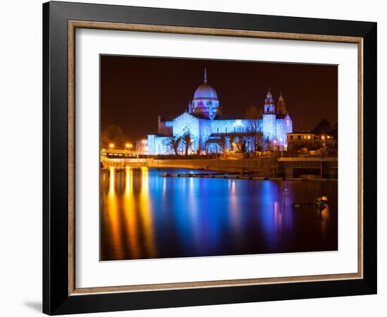 Galway Cathedral Lit Up Blue-rihardzz-Framed Photographic Print