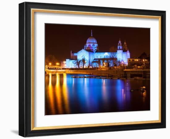 Galway Cathedral Lit Up Blue-rihardzz-Framed Photographic Print