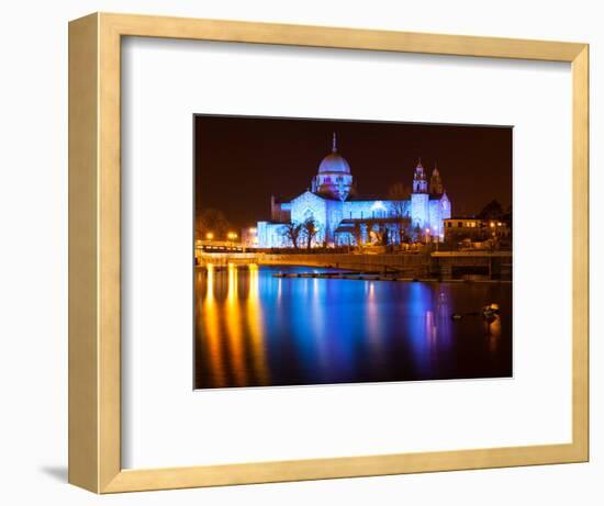 Galway Cathedral Lit Up Blue-rihardzz-Framed Photographic Print