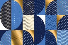 Navy Blue and Gold Luxury Geometry Pattern. Seamless Pattern Vector Illustration for Background, Fa-Galyna_P-Art Print