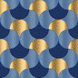 Navy Blue and Gold Luxury Geometry Pattern. Seamless Pattern Vector Illustration for Background, Fa-Galyna_P-Mounted Art Print