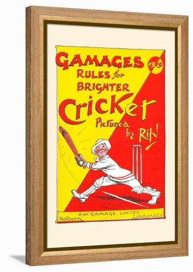 Gamages Rules for Brighter Cricket-null-Framed Stretched Canvas