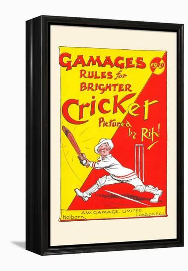 Gamages Rules for Brighter Cricket-null-Framed Stretched Canvas