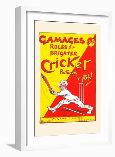 Gamages Rules for Brighter Cricket-null-Framed Premium Giclee Print