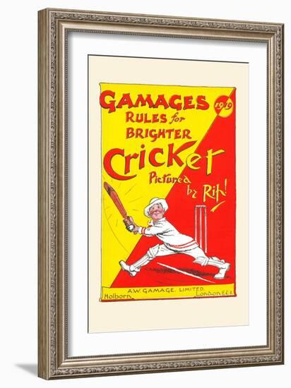 Gamages Rules for Brighter Cricket-null-Framed Art Print