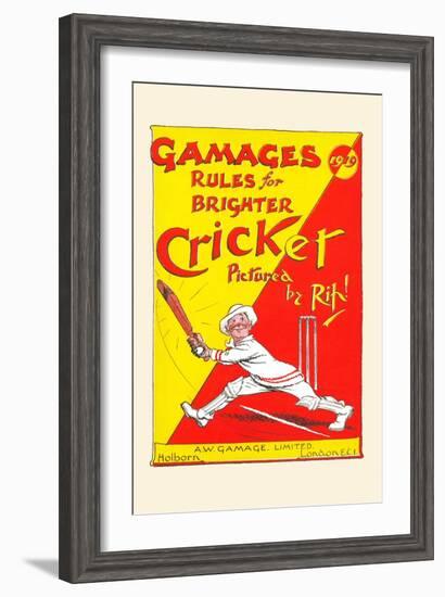 Gamages Rules for Brighter Cricket-null-Framed Art Print