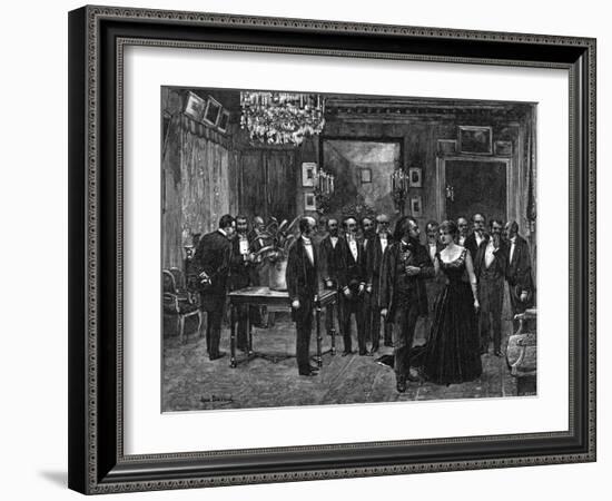 Gambetta at a Salon-Jean Béraud-Framed Art Print