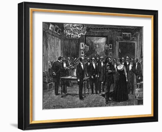 Gambetta at a Salon-Jean Béraud-Framed Art Print