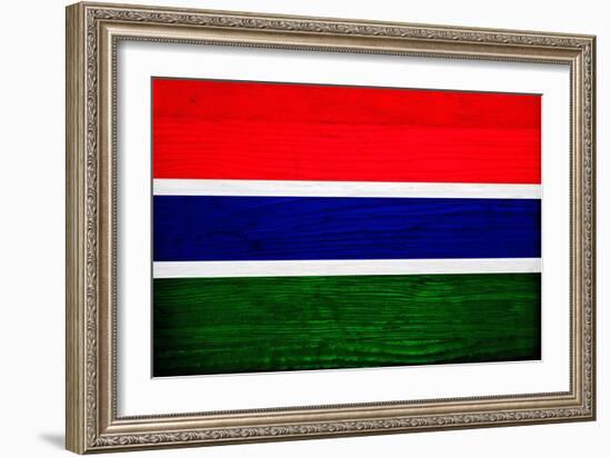 Gambia Flag Design with Wood Patterning - Flags of the World Series-Philippe Hugonnard-Framed Premium Giclee Print