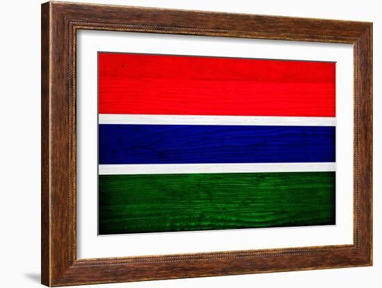 Gambia Flag Design with Wood Patterning - Flags of the World Series-Philippe Hugonnard-Framed Premium Giclee Print