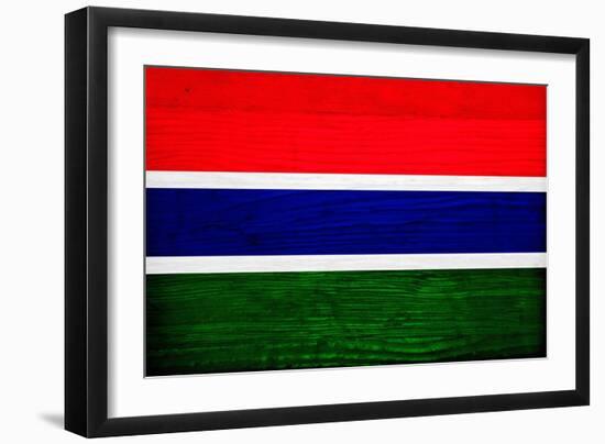 Gambia Flag Design with Wood Patterning - Flags of the World Series-Philippe Hugonnard-Framed Premium Giclee Print