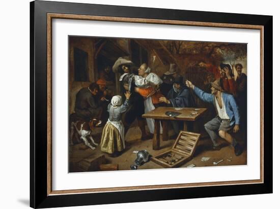 Gamblers Quarrelling, about 1664/65-Jan Havicksz. Steen-Framed Giclee Print