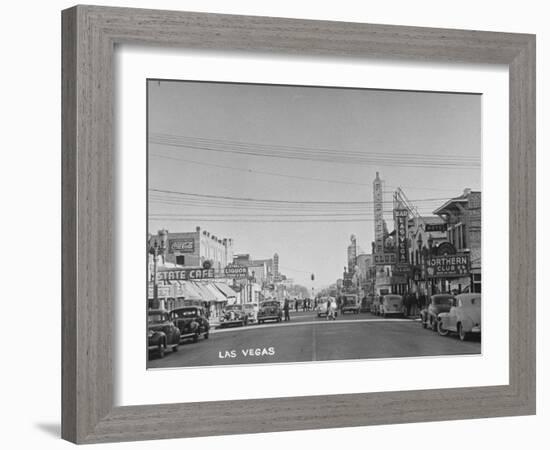 Gambling Establishments and Clubs Lining the Street-Peter Stackpole-Framed Photographic Print