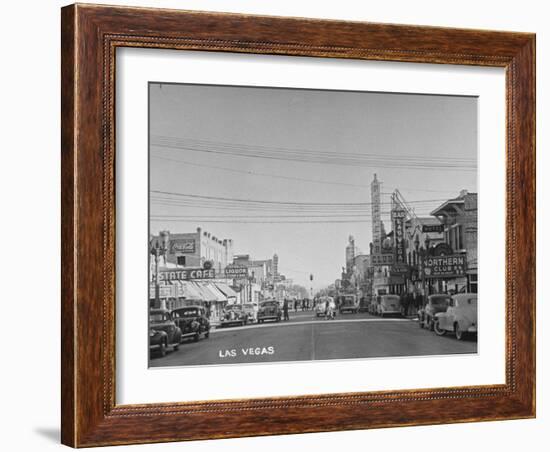 Gambling Establishments and Clubs Lining the Street-Peter Stackpole-Framed Photographic Print