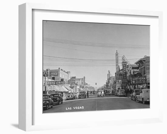 Gambling Establishments and Clubs Lining the Street-Peter Stackpole-Framed Photographic Print