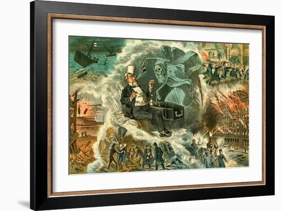 Gambling with Death, 1883-Bernard Gillam-Framed Giclee Print