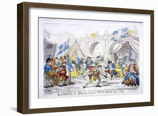 Gambols on the River Thames, Feby, 1814-George Cruikshank-Framed Giclee Print