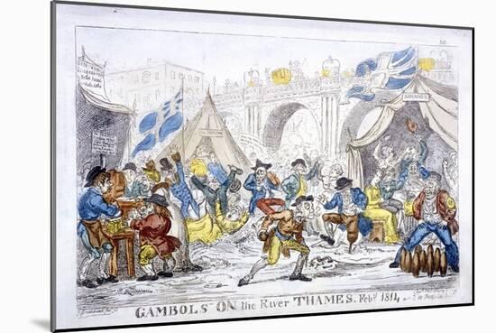 Gambols on the River Thames, Feby, 1814-George Cruikshank-Mounted Giclee Print