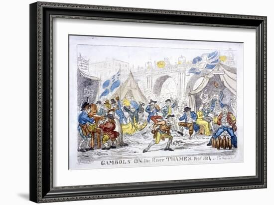 Gambols on the River Thames, Feby, 1814-George Cruikshank-Framed Giclee Print