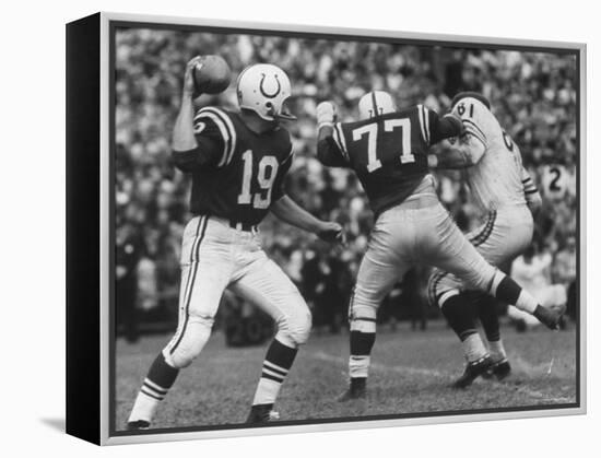 Game Between the Baltimore Colts Vs. the Chicago Bears-George Silk-Framed Premier Image Canvas