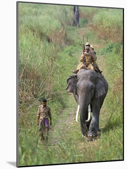 Game Guards Patrolling on Elephant Back, Kaziranga National Park, Assam State, India-Steve & Ann Toon-Mounted Photographic Print